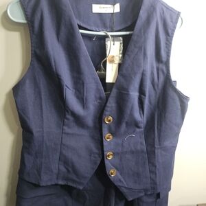 Navy Blue Button-Up Vest
